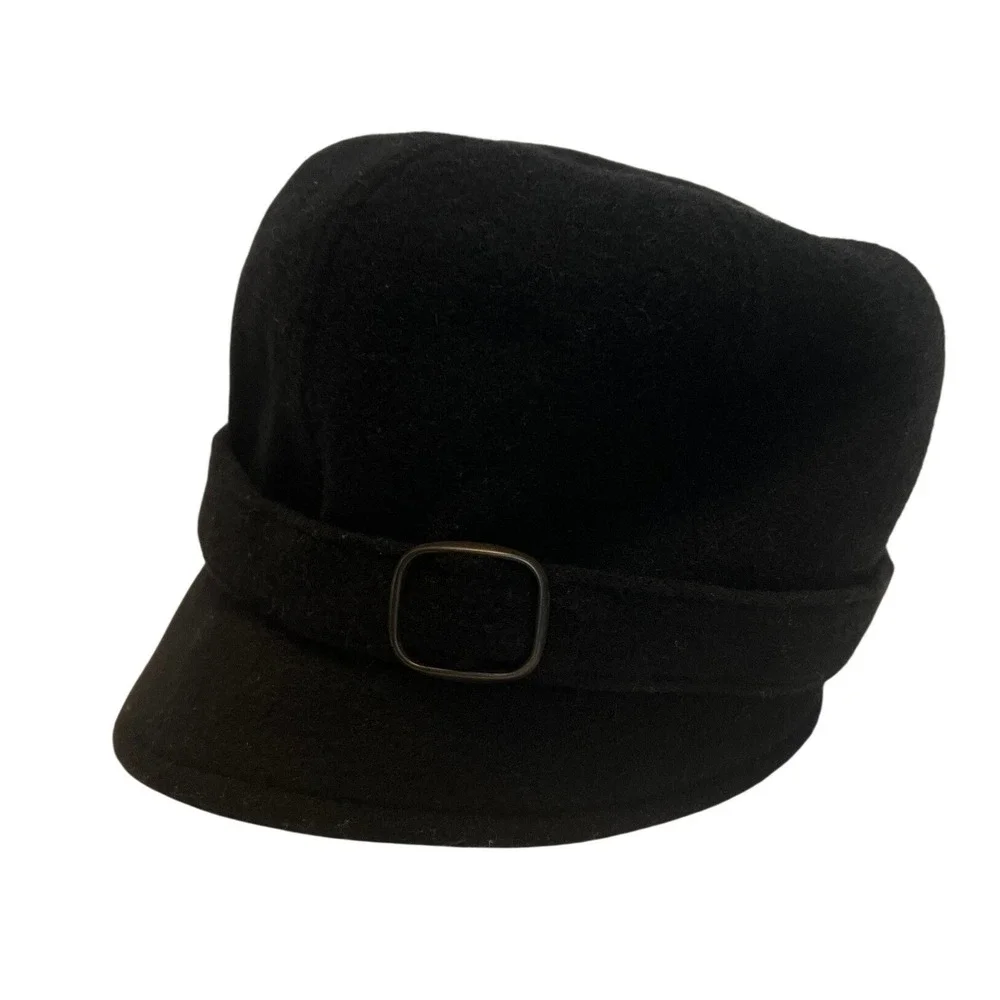 Mucros Weavers Flapper Hat Women One Size Black Wool Felt Made in Ireland Buckle - Picture 3 of 8